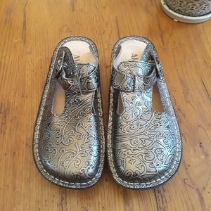 Metallic Bronze Alegria clogs/mules